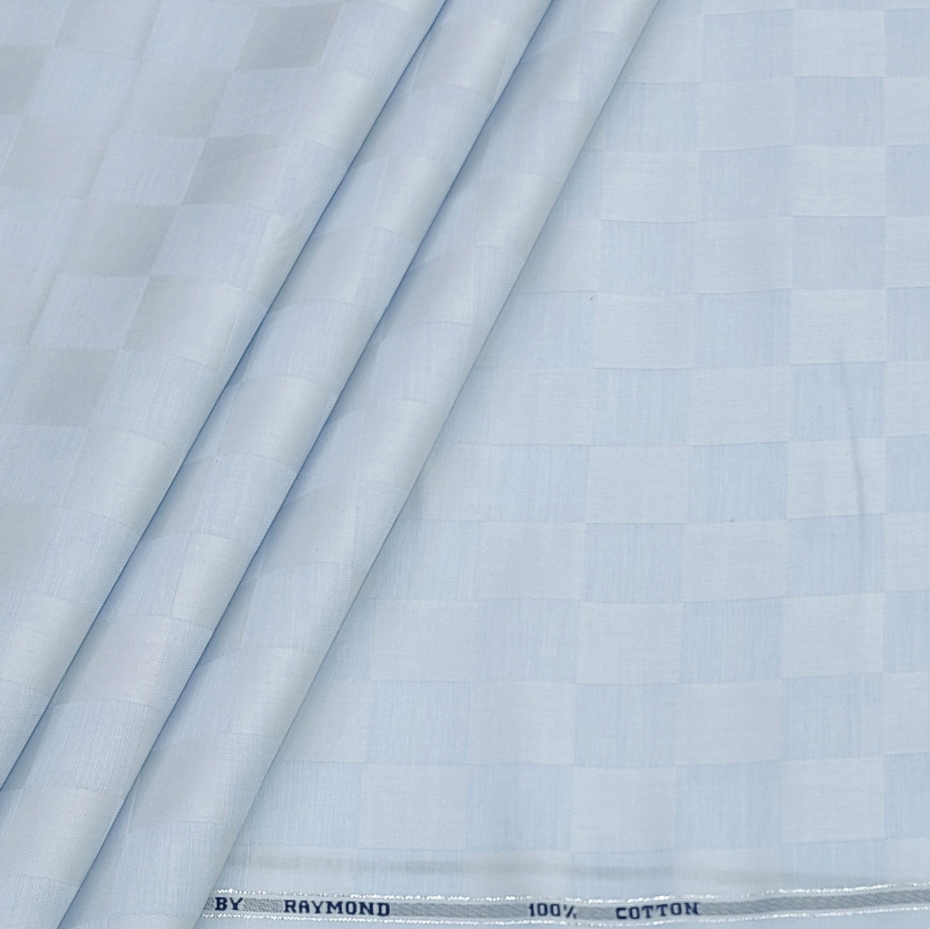 Shirt Fabric Raymond Premium Giza Cotton Check With Jacquard Colour Light Blue